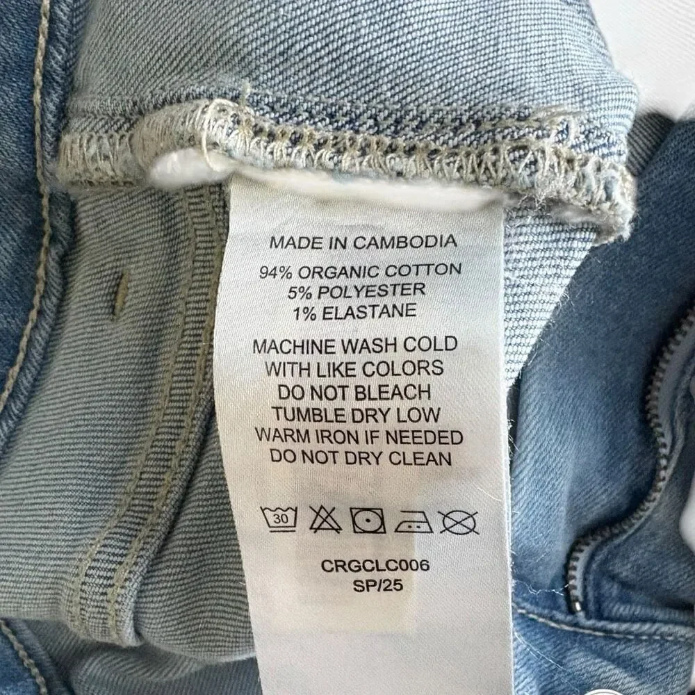 Quince Bella Stretch Patch Pocket Light Wash Jeans Size 31 Wide Leg - Picture 6 of 7